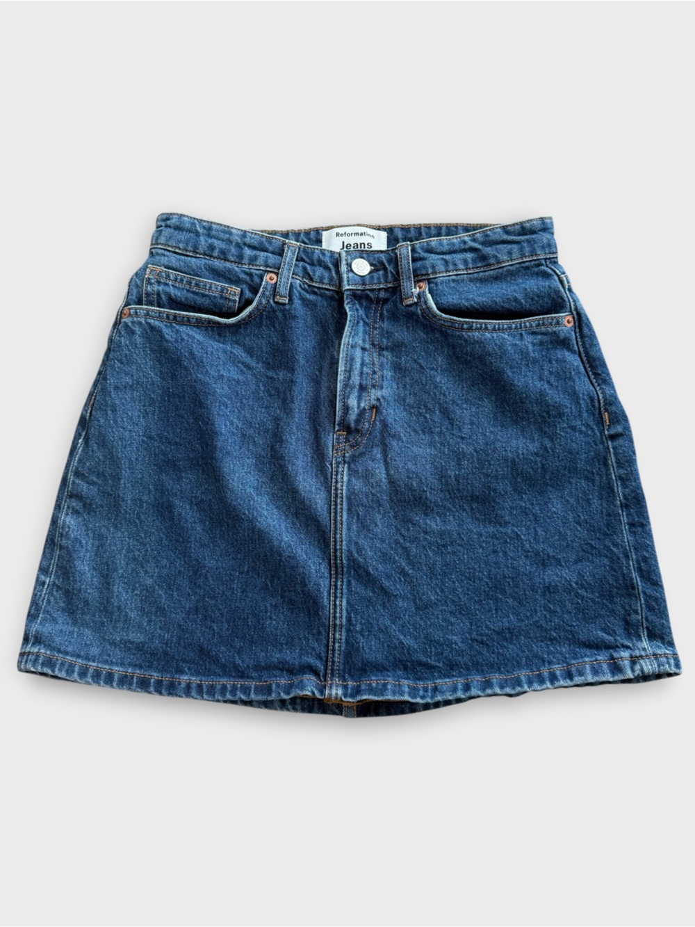 GUC Reformation Jeans Dark Blue High-Rise Denim Lydia Mini Skirt | Size 28